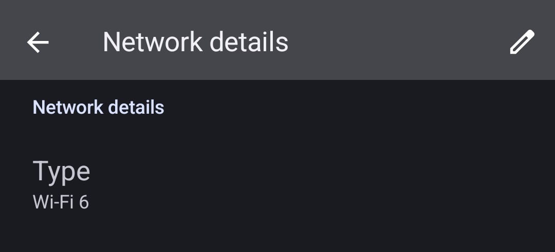 Screenshot of wifi network details